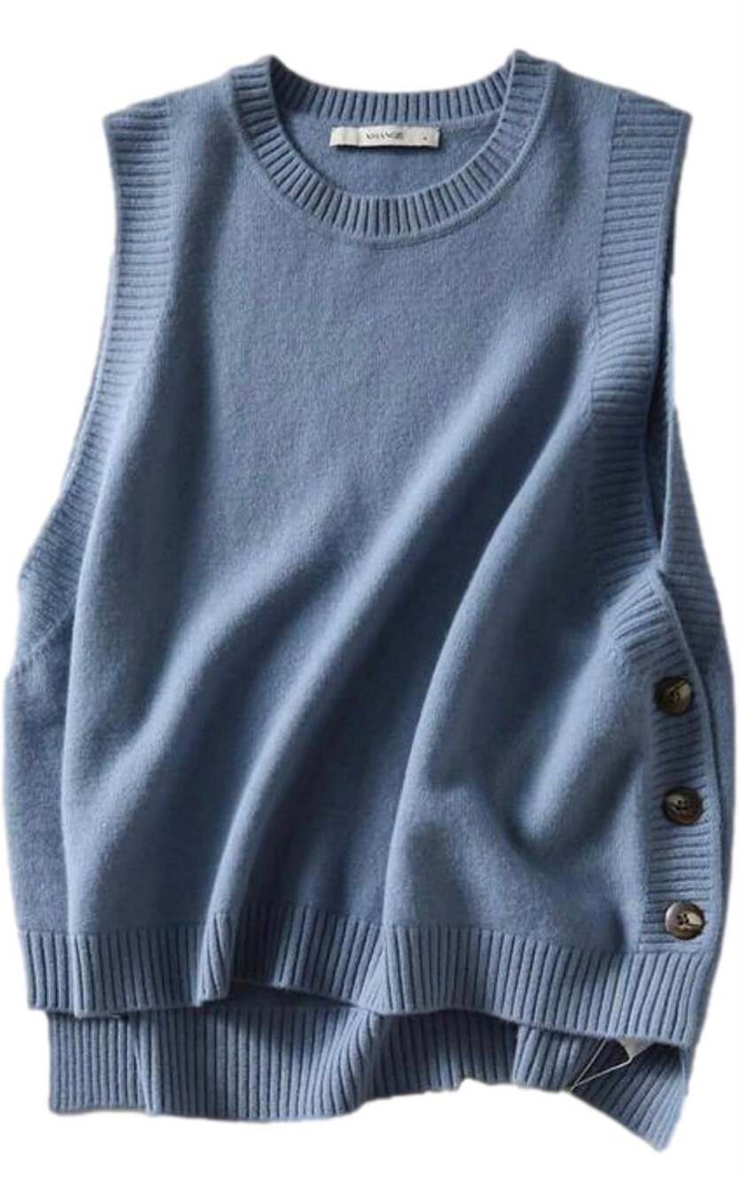 Mingzhu Women's (M) Sleeveless Round Neck Pullover Low Ribbed Knit Sweater Vest